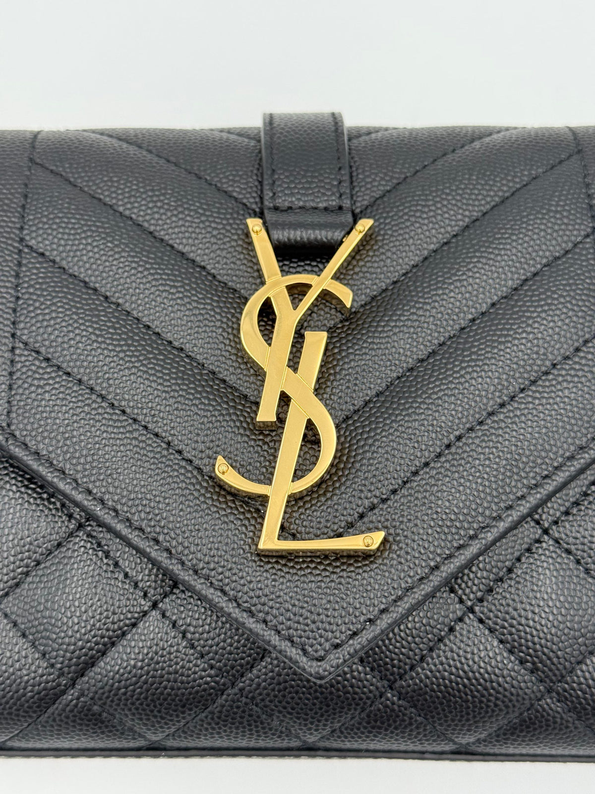 Saint Laurent SAINT LAURENT ENVELOPE SMALL Black Grained Leather Handbag