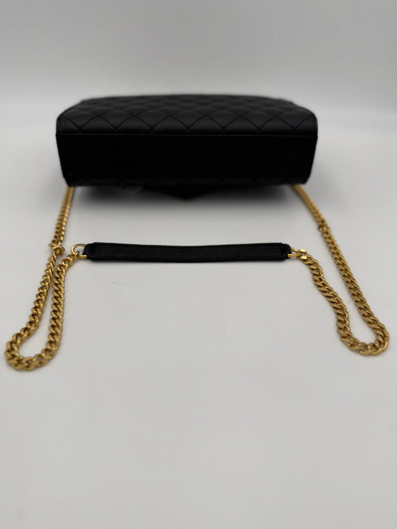 Saint Laurent SAINT LAURENT ENVELOPE SMALL Black Grained Leather Handbag