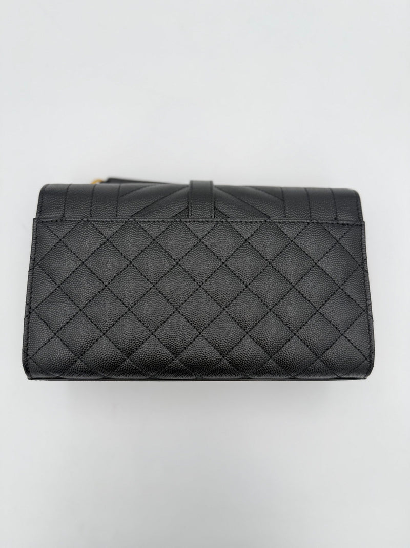 Saint Laurent SAINT LAURENT ENVELOPE SMALL Black Grained Leather Handbag