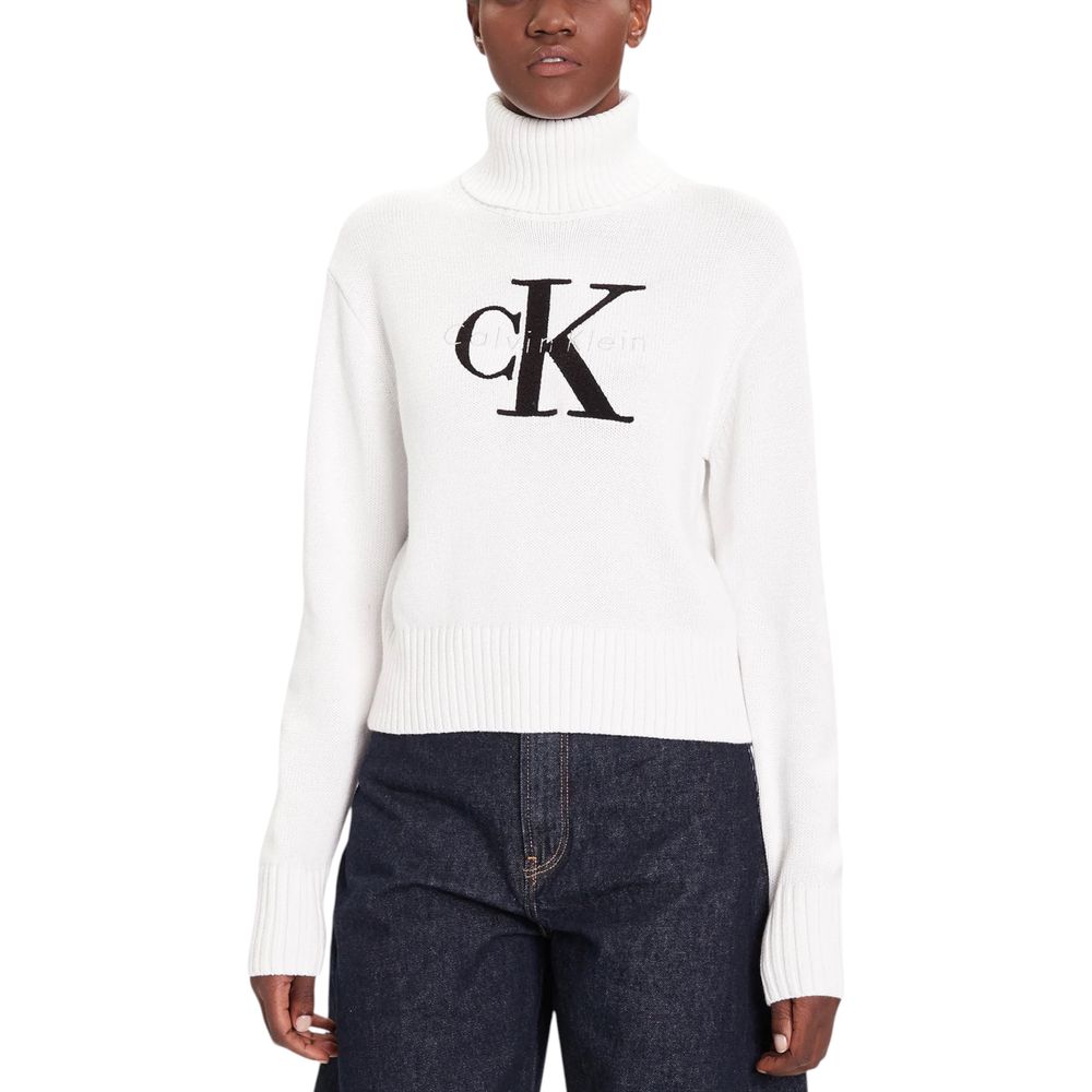 Calvin Klein Jeans White Cotton Turtleneck Sweater for Women