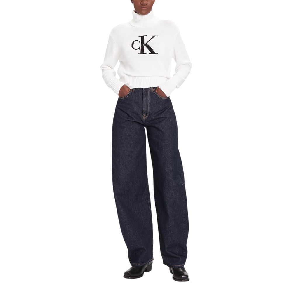 Calvin Klein Jeans White Cotton Turtleneck Sweater for Women