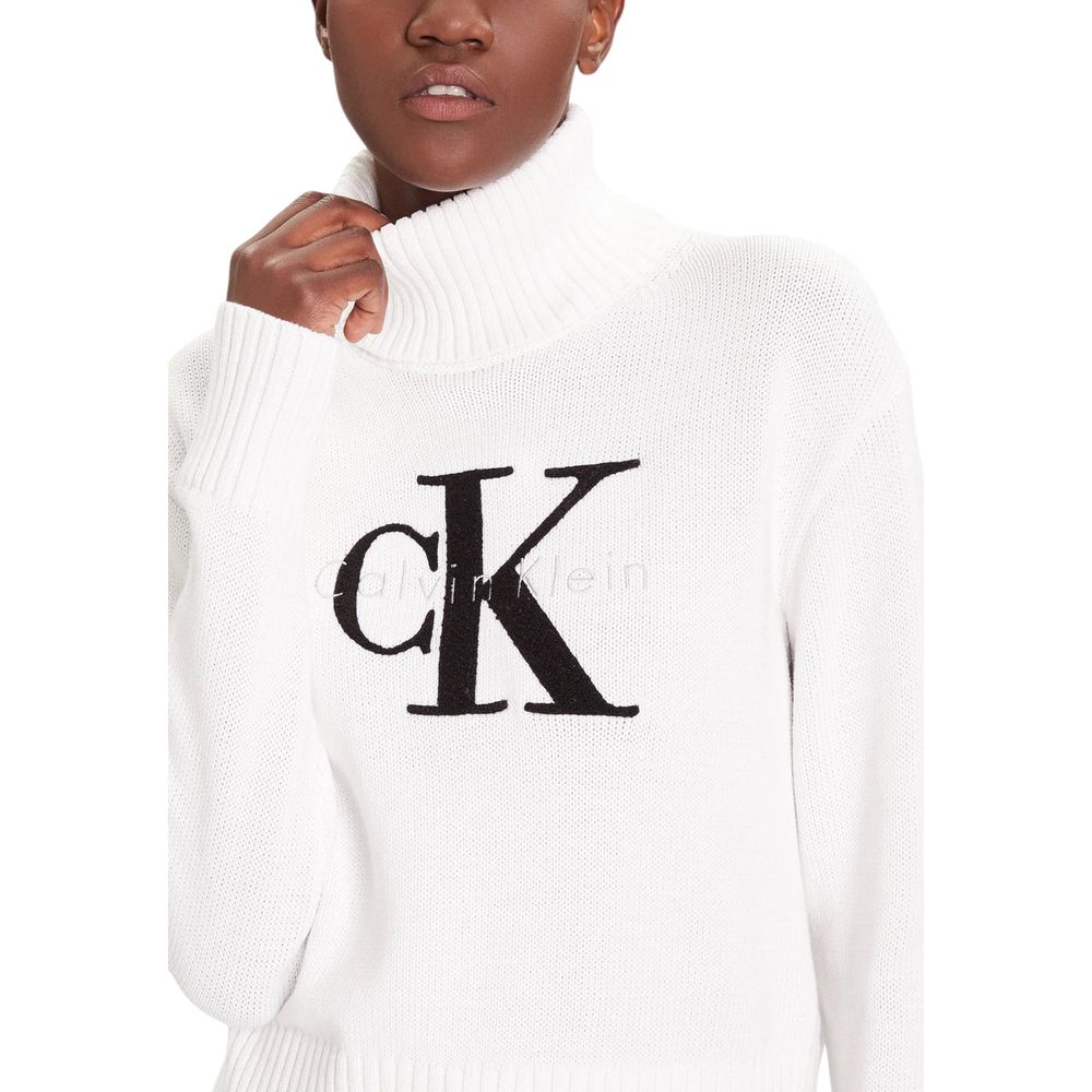 Calvin Klein Jeans White Cotton Turtleneck Sweater for Women