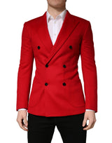 Dolce & Gabbana Manteau Blazer Ajusté en Cachemire Rouge