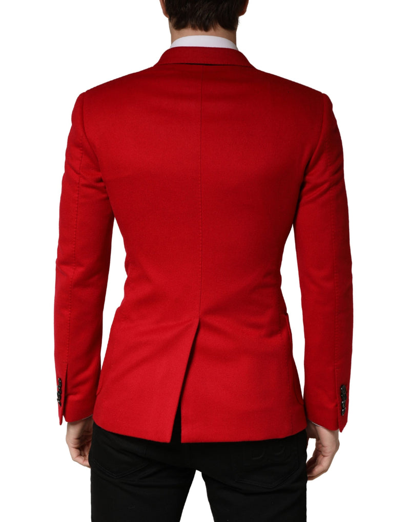 Dolce & Gabbana Red Cashmere Slim Fit Coat Jacket Blazer