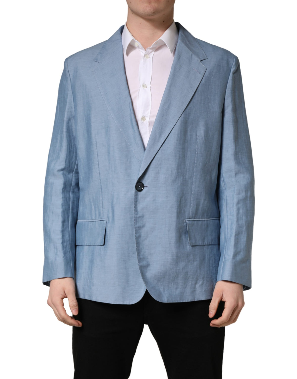 Veste blazer homme Dolce & Gabbana Light Blue à simple boutonnage