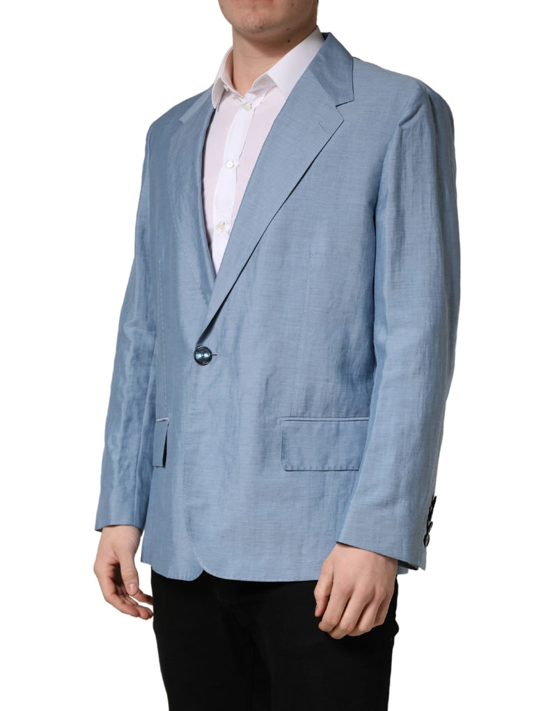 Veste blazer homme Dolce & Gabbana Light Blue à simple boutonnage