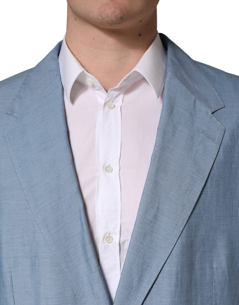 Veste blazer homme Dolce & Gabbana Light Blue à simple boutonnage