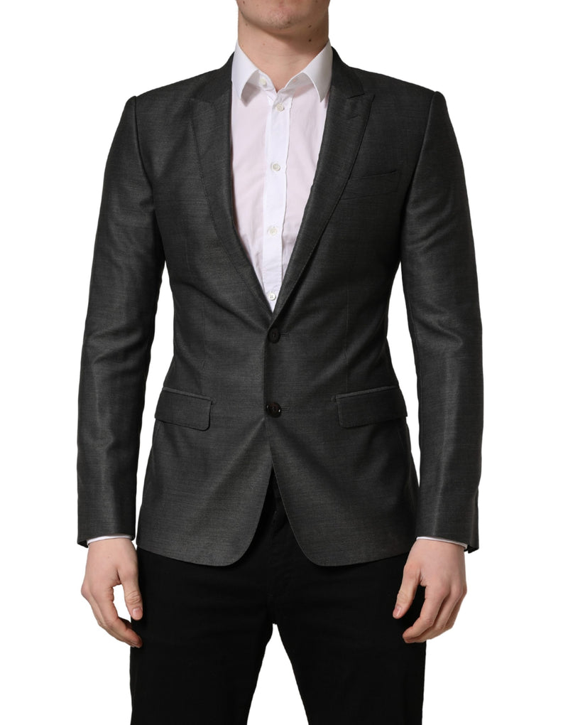 Dolce & Gabbana Blazer Manteau Veste en Laine Gris Foncé Coupe Slim