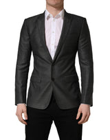 Dolce & Gabbana Blazer Manteau Veste en Laine Gris Foncé Coupe Slim