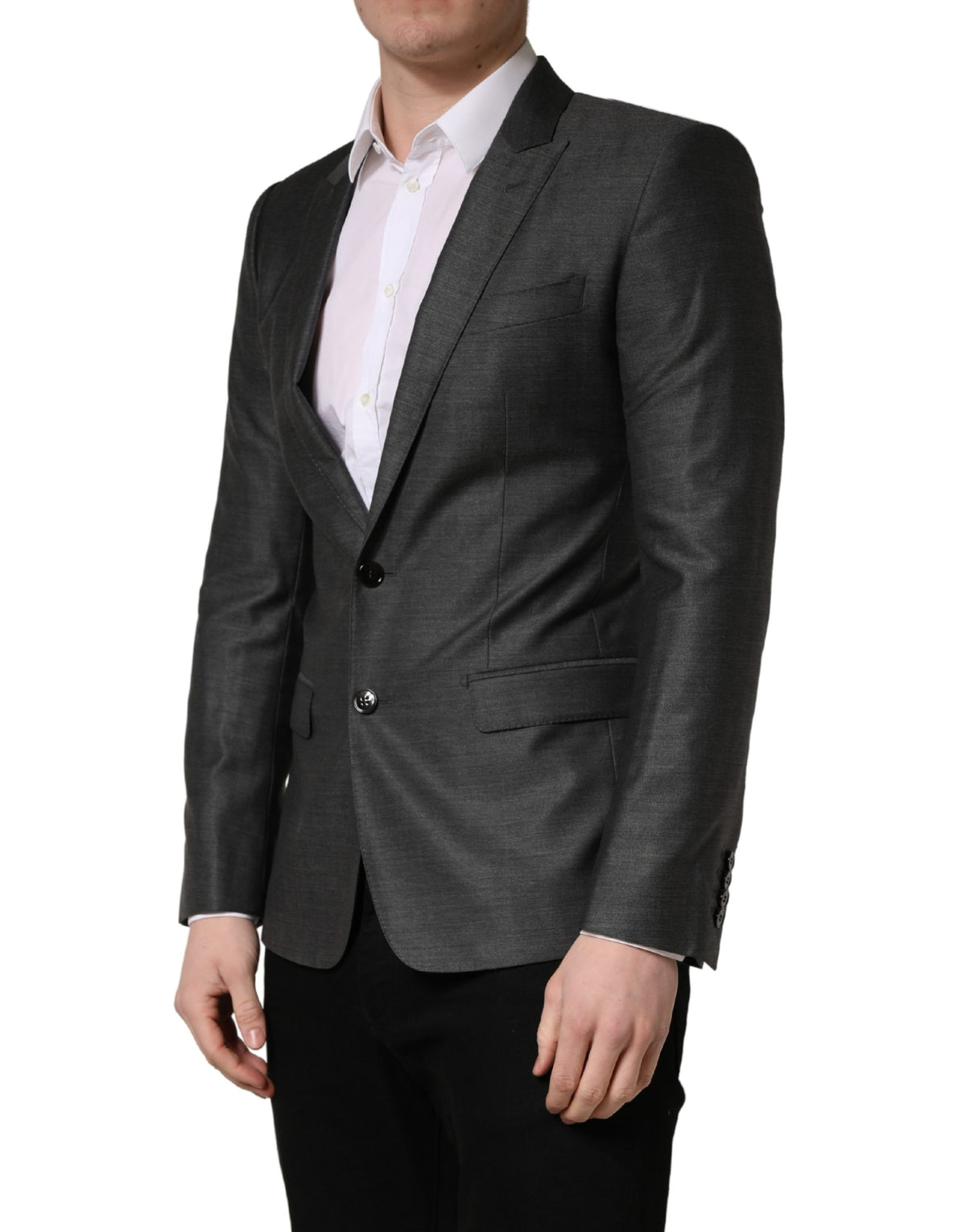 Dolce & Gabbana Blazer Manteau Veste en Laine Gris Foncé Coupe Slim