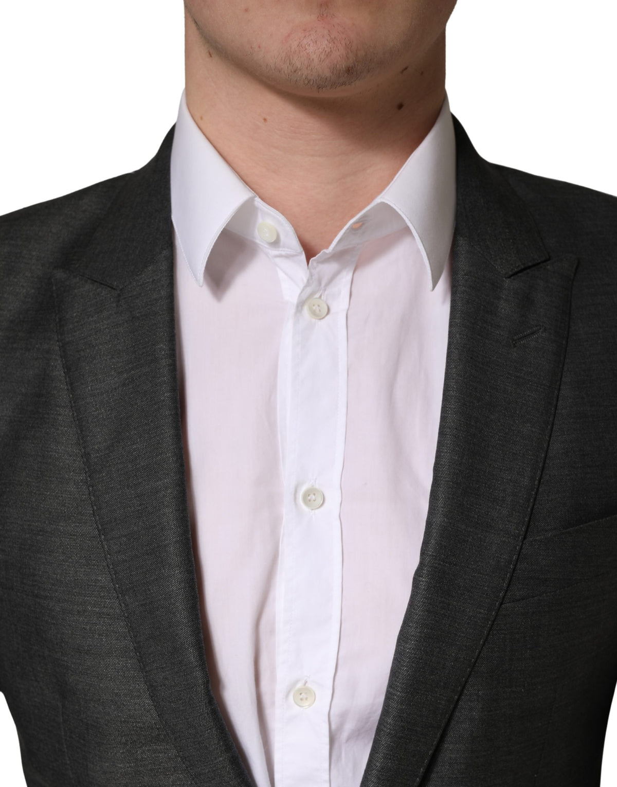 Dolce & Gabbana Blazer Manteau Veste en Laine Gris Foncé Coupe Slim