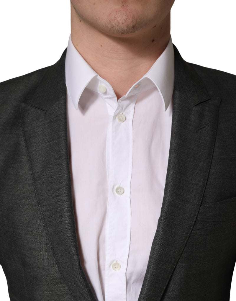 Dolce & Gabbana Blazer Manteau Veste en Laine Gris Foncé Coupe Slim