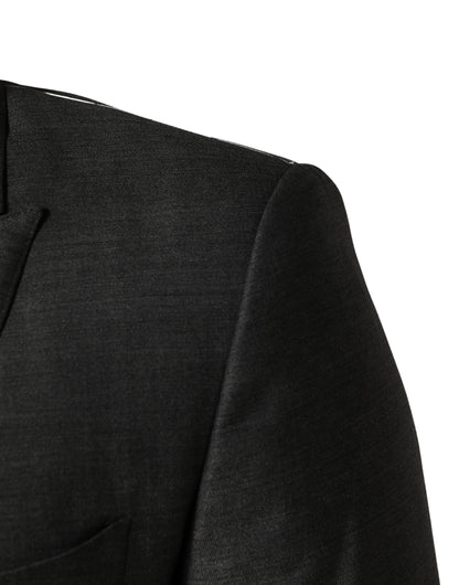 Dolce & Gabbana Donkergrijze Wollen Slim Fit Jas Blazer