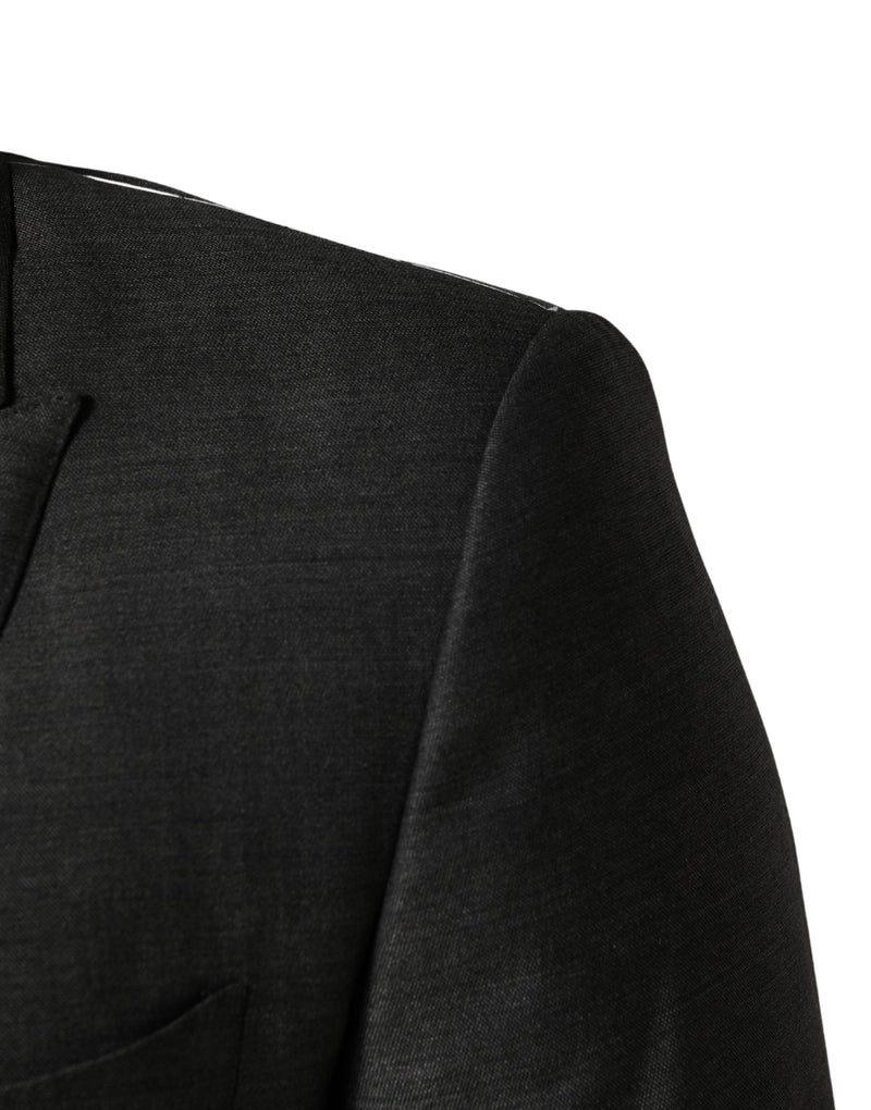 Dolce & Gabbana Blazer Manteau Veste en Laine Gris Foncé Coupe Slim