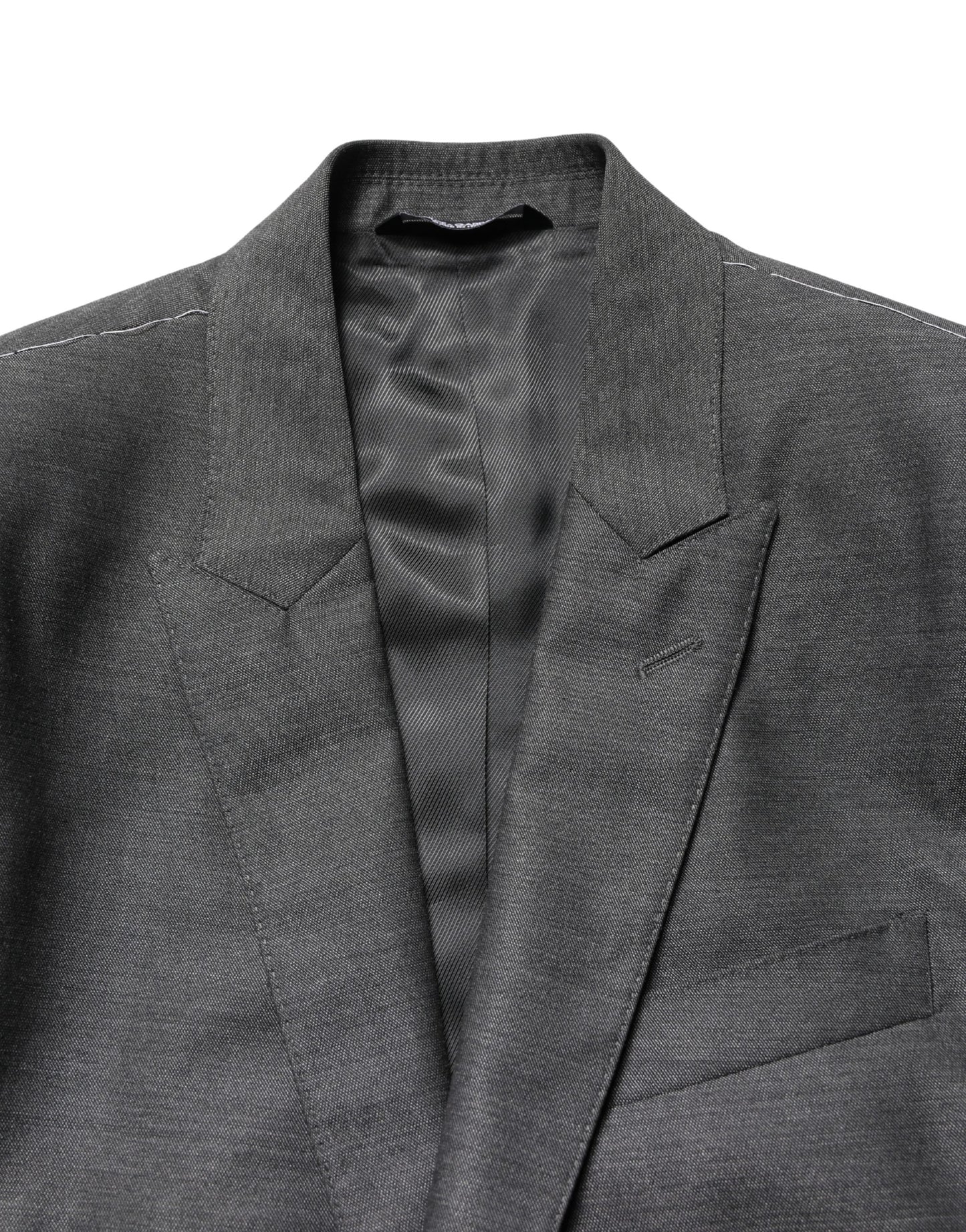 Dolce & Gabbana Donkergrijze Wollen Slim Fit Jas Blazer