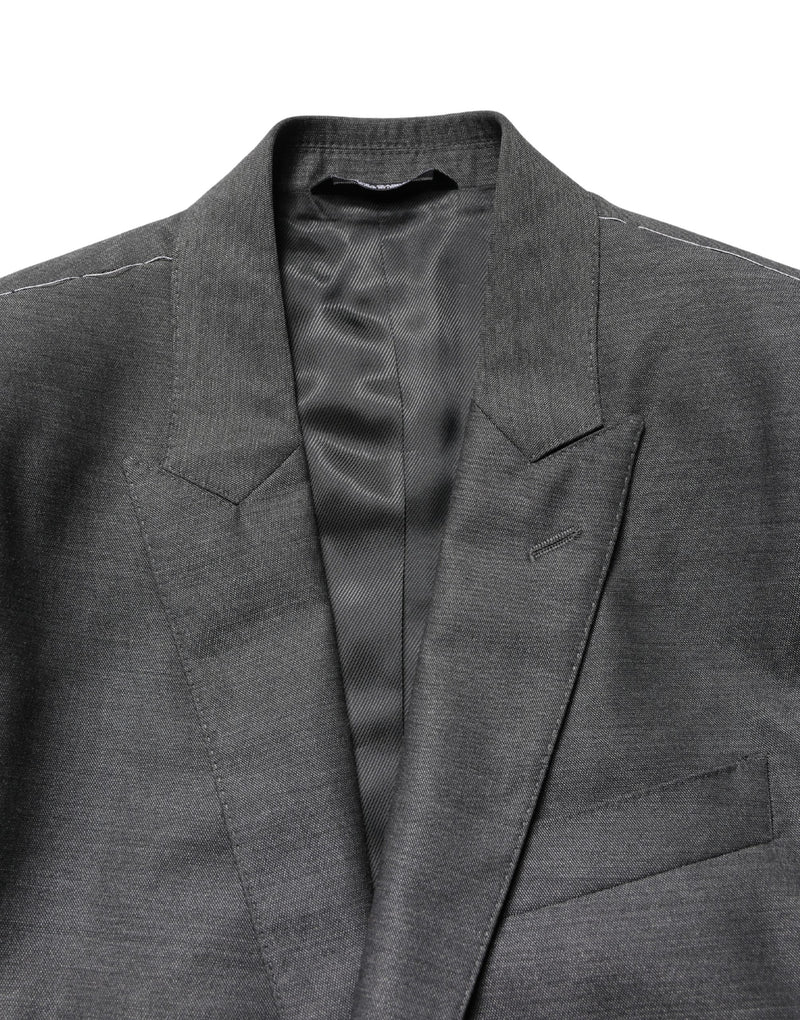 Dolce & Gabbana Blazer Manteau Veste en Laine Gris Foncé Coupe Slim