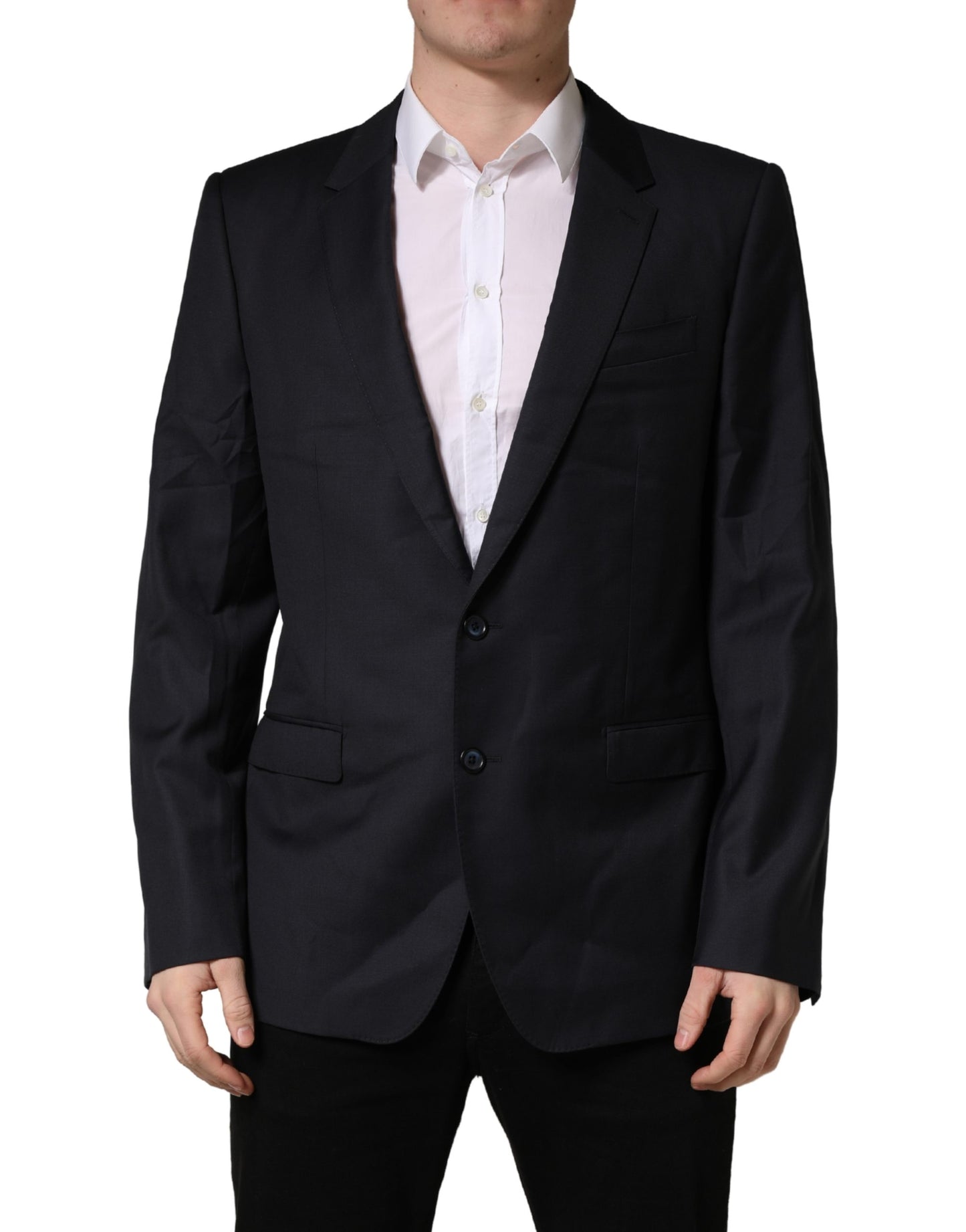 Dolce & Gabbana Manteau Homme Slim Fit en Laine Noire Veste Blazer