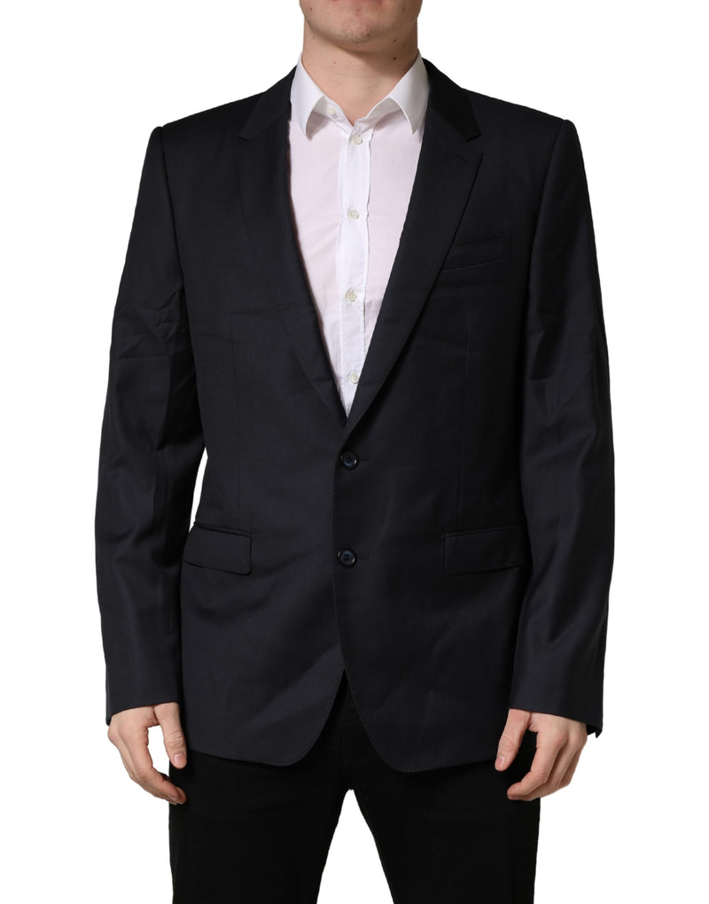 Dolce & Gabbana Manteau Homme Slim Fit en Laine Noire Veste Blazer