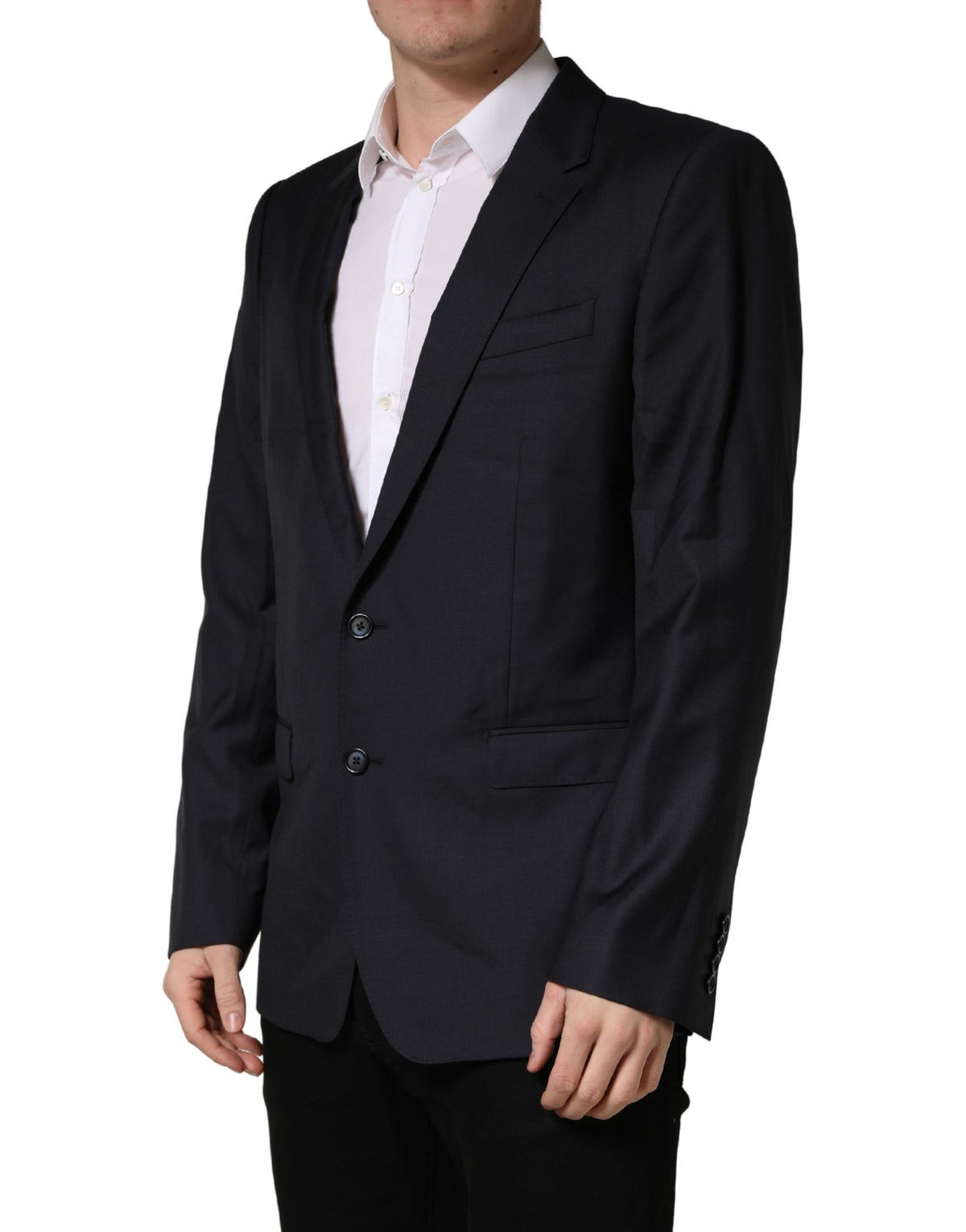 Dolce & Gabbana Manteau Homme Slim Fit en Laine Noire Veste Blazer