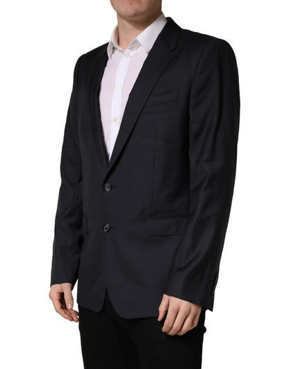 Dolce & Gabbana Manteau Homme Slim Fit en Laine Noire Veste Blazer