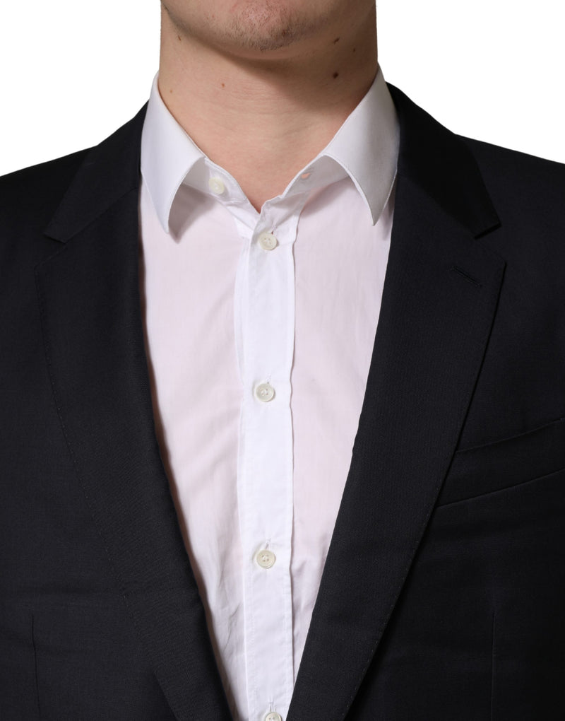 Dolce & Gabbana Manteau Homme Slim Fit en Laine Noire Veste Blazer