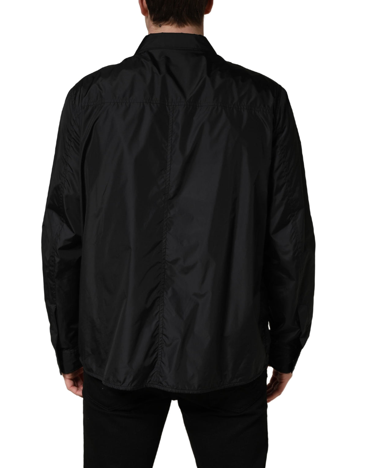 Veste chemise Dolce & Gabbana noire à manches longues avec plaque logo
