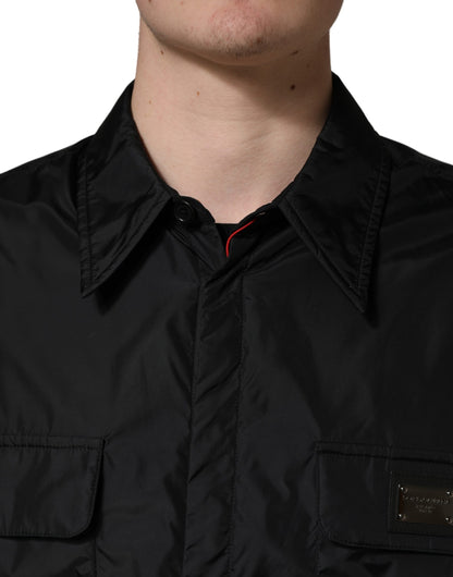 Dolce & Gabbana Zwart Logo Plaquette Lange Mouwen Overhemdjas