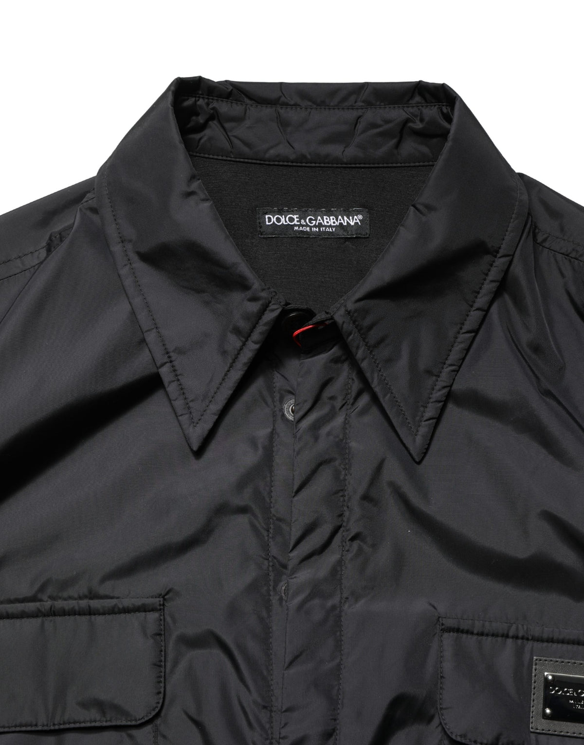 Veste chemise Dolce & Gabbana noire à manches longues avec plaque logo