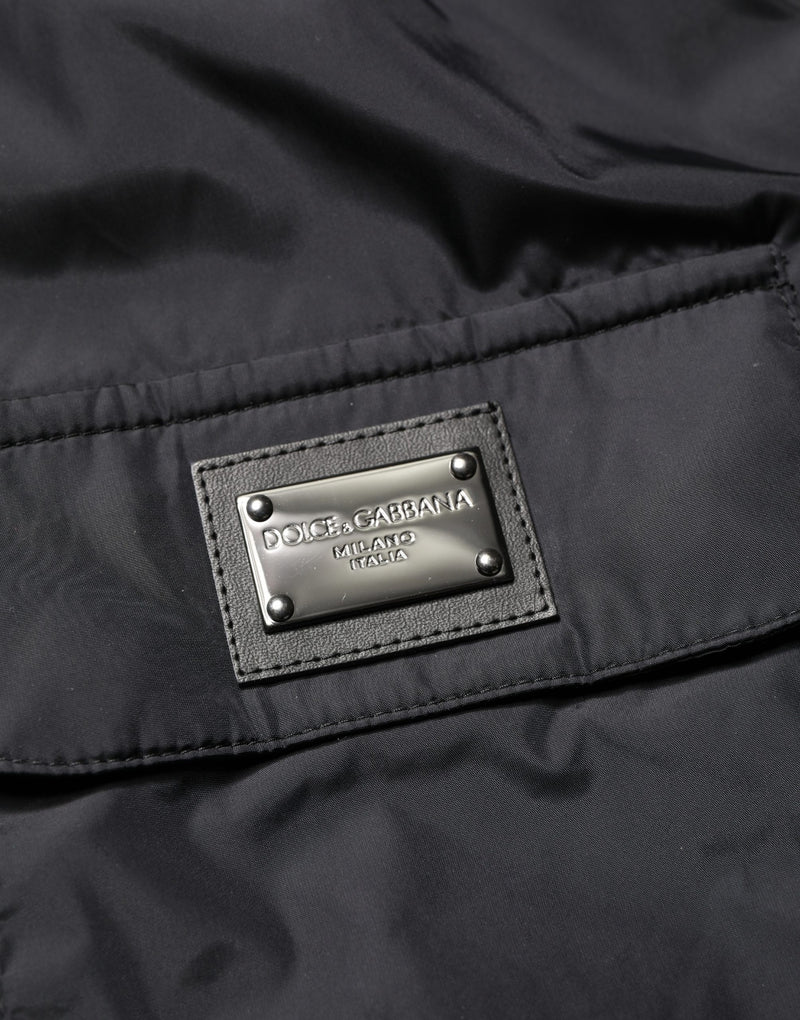 Veste chemise Dolce & Gabbana noire à manches longues avec plaque logo