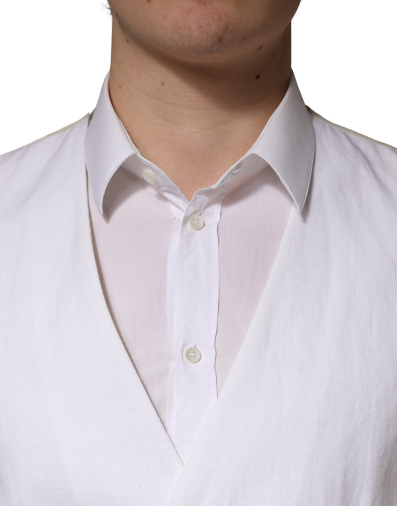 Dolce & Gabbana White SARTORIA Linen 2 Piece Men Formal Suit