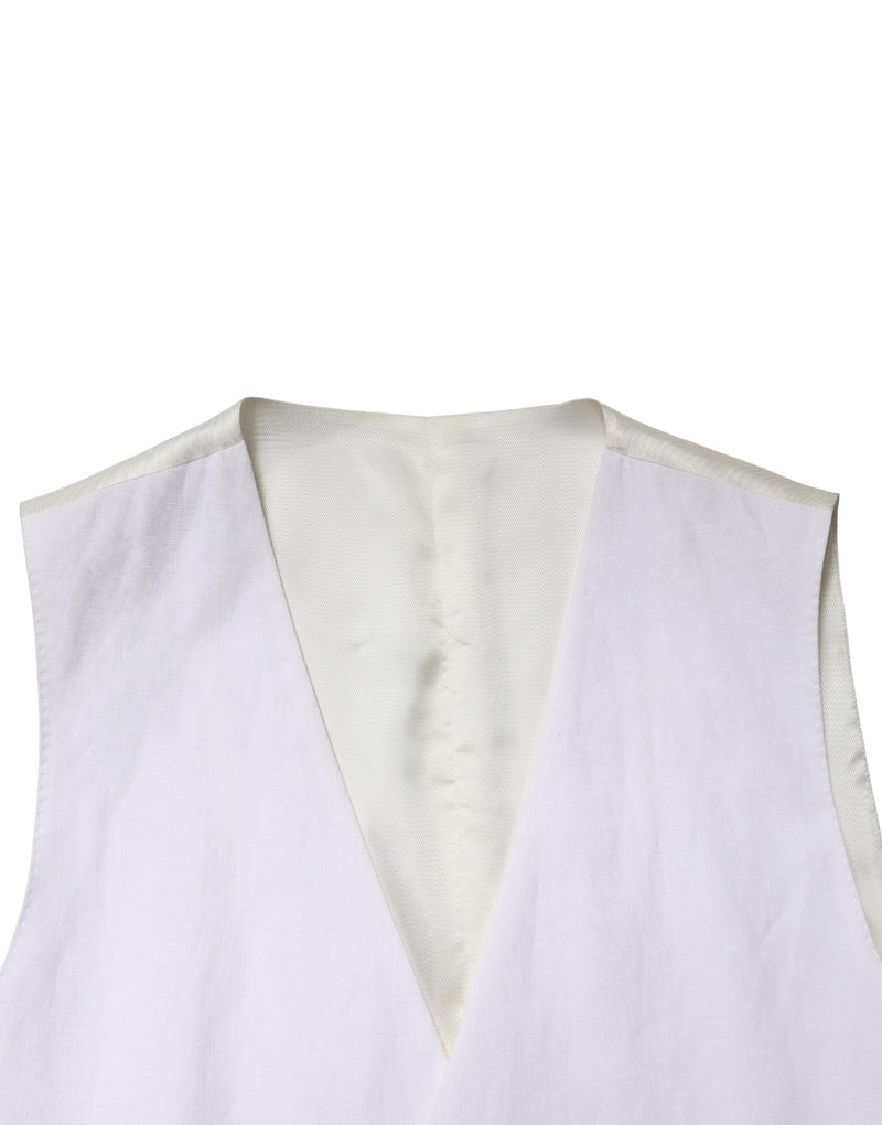 Dolce & Gabbana White SARTORIA Linen 2 Piece Men Formal Suit