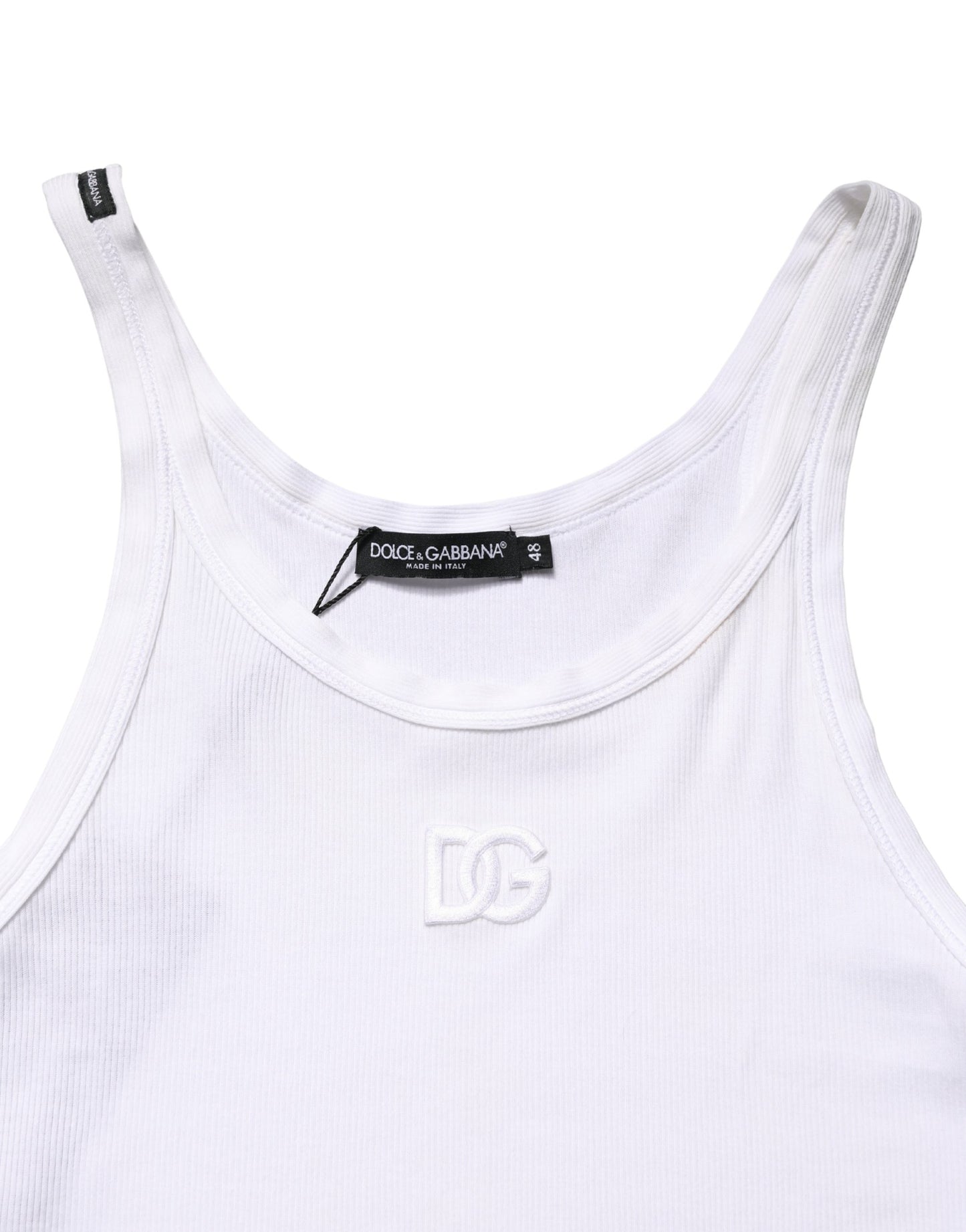 Dolce & Gabbana Wit Geribbeld Katoenen Mouwloos Tanktop T-shirt