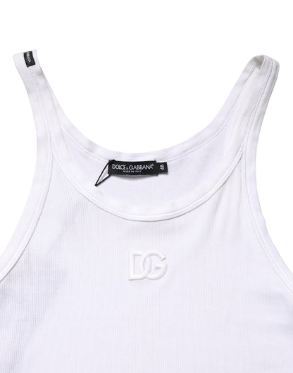 Dolce & Gabbana Wit Geribbeld Katoenen Mouwloos Tanktop T-shirt