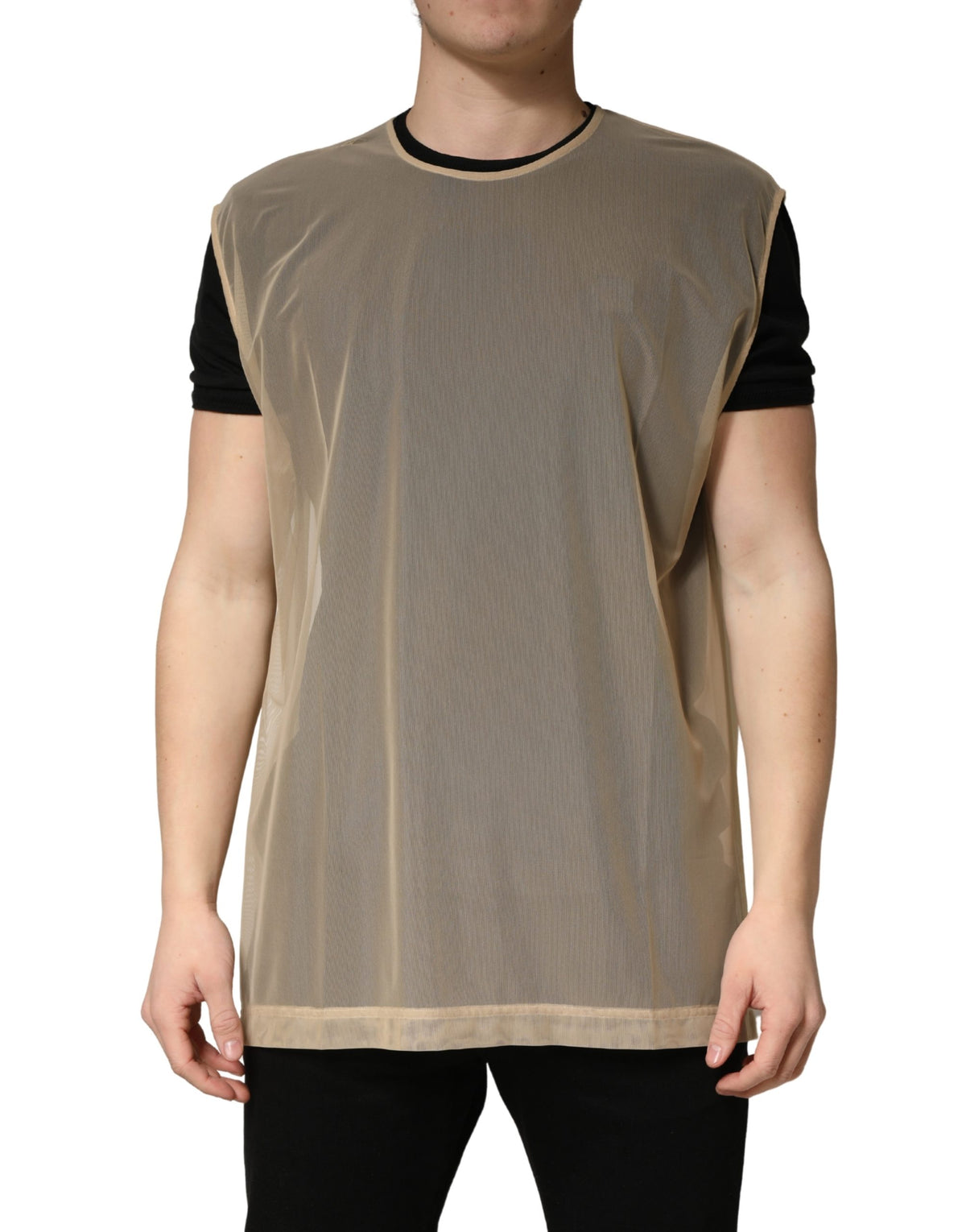 Haut en maille sans manches col rond beige Dolce & Gabbana