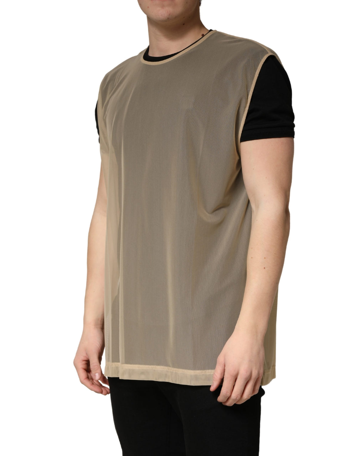 Haut en maille sans manches col rond beige Dolce & Gabbana