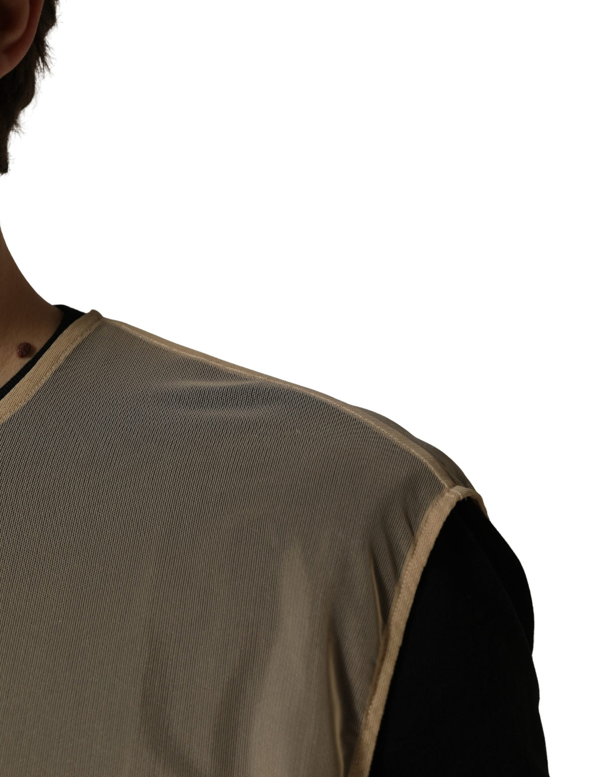 Haut en maille sans manches col rond beige Dolce & Gabbana
