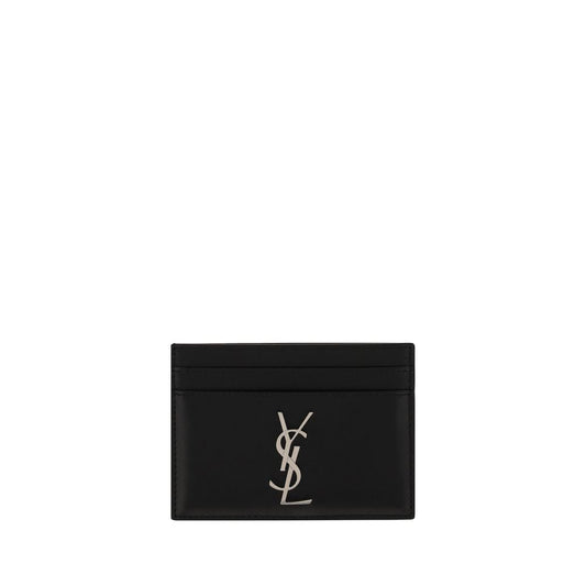 Saint Laurent Zwarte Kalfsleren Bos Taurus Portemonnee