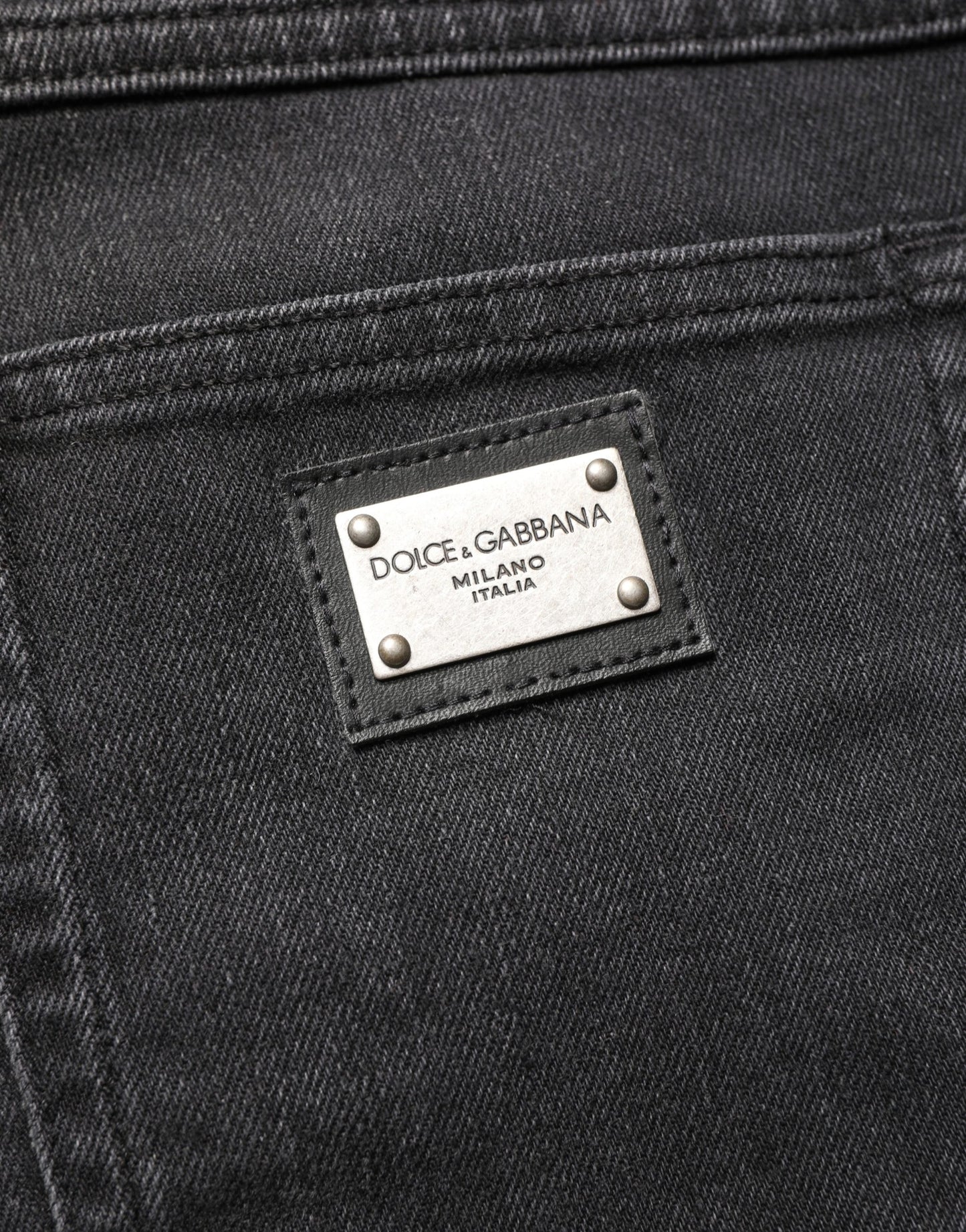 Jean slim en denim stretch de coton noir Dolce & Gabbana