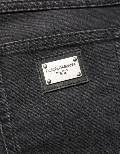 Jean slim en denim stretch de coton noir Dolce & Gabbana
