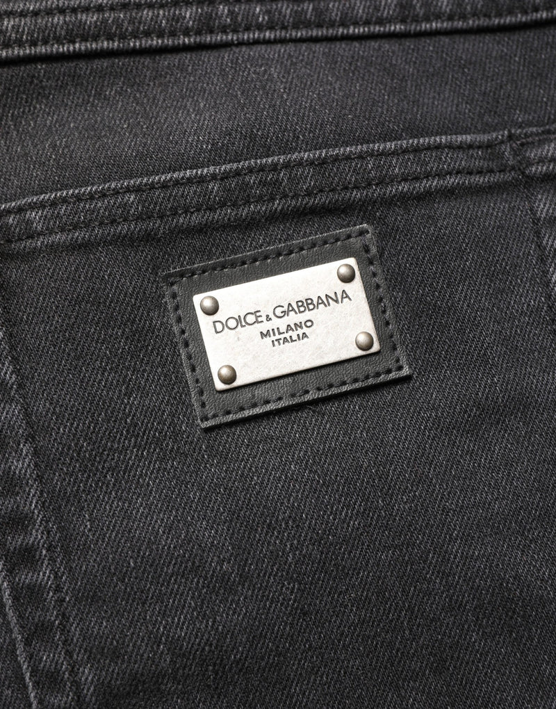Jean slim en denim stretch de coton noir Dolce & Gabbana
