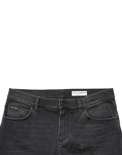 Jean slim en denim stretch de coton noir Dolce & Gabbana