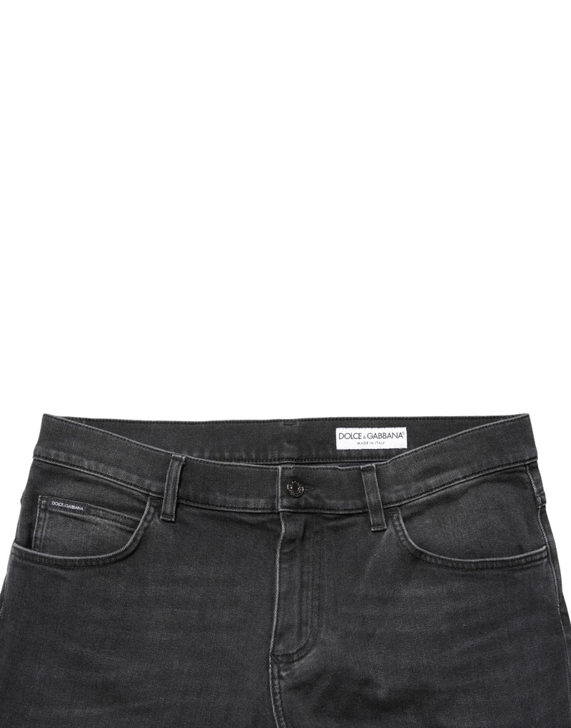Jean slim en denim stretch de coton noir Dolce & Gabbana