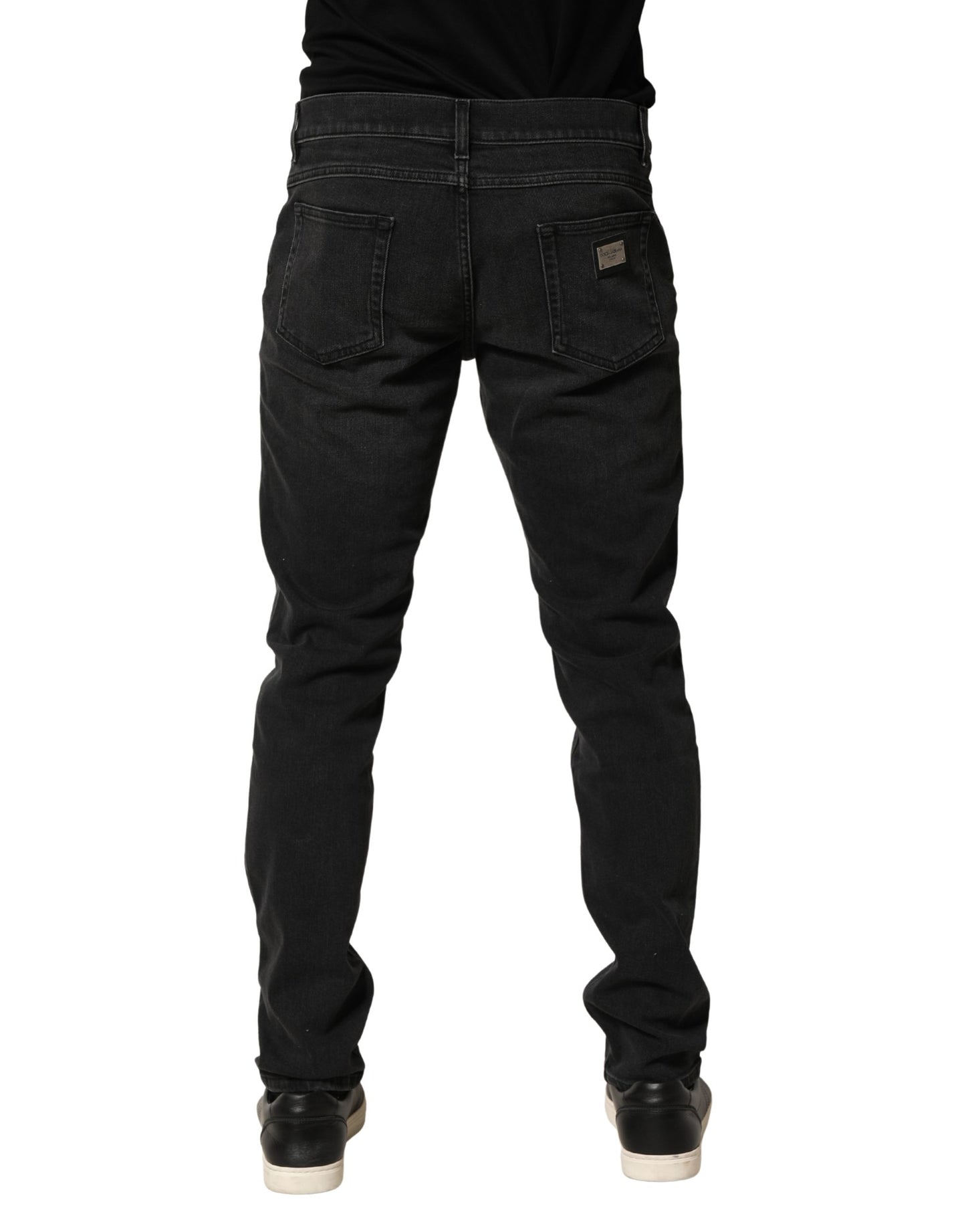 Jean slim en denim stretch de coton noir Dolce & Gabbana