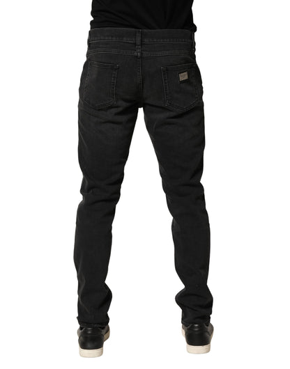 Jean slim en denim stretch de coton noir Dolce & Gabbana