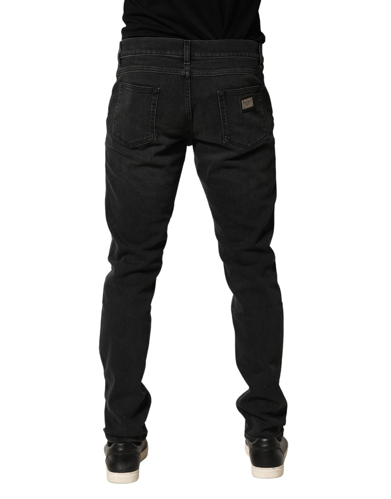 Jean slim en denim stretch de coton noir Dolce & Gabbana