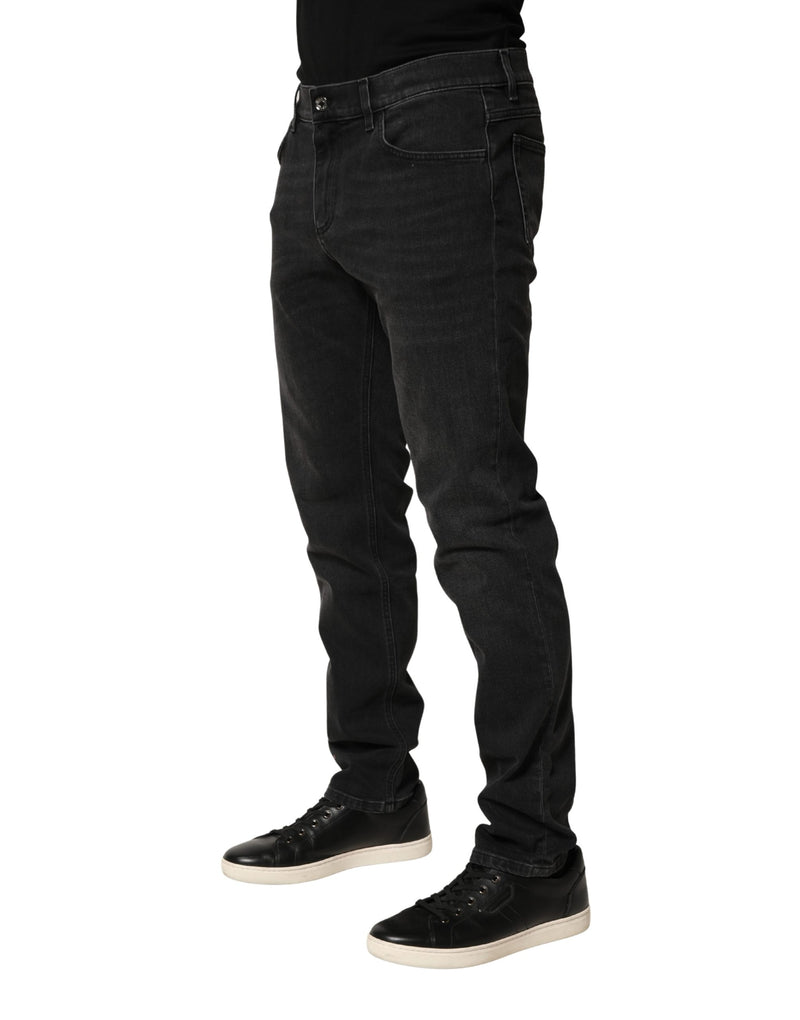 Jean slim en denim stretch de coton noir Dolce & Gabbana