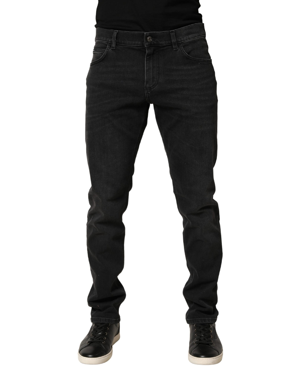 Jean slim en denim stretch de coton noir Dolce & Gabbana