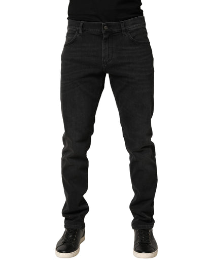 Jean slim en denim stretch de coton noir Dolce & Gabbana