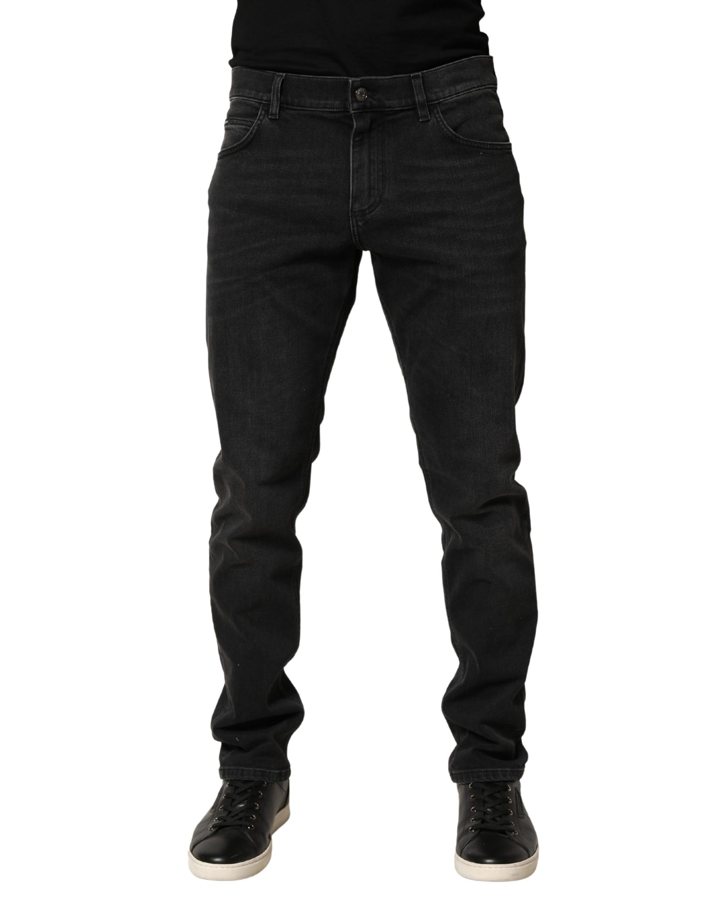 Jean slim en denim stretch de coton noir Dolce & Gabbana