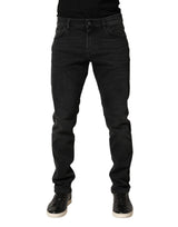 Jean slim en denim stretch de coton noir Dolce & Gabbana